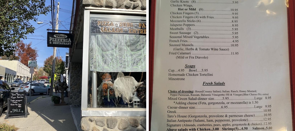 Taro's Menu